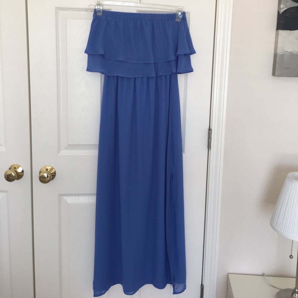Pretty Blue spring strapless maxi dress