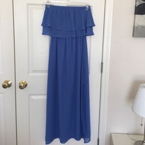Pretty Blue spring strapless maxi dress