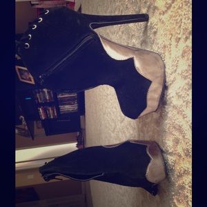 Black bootie heels