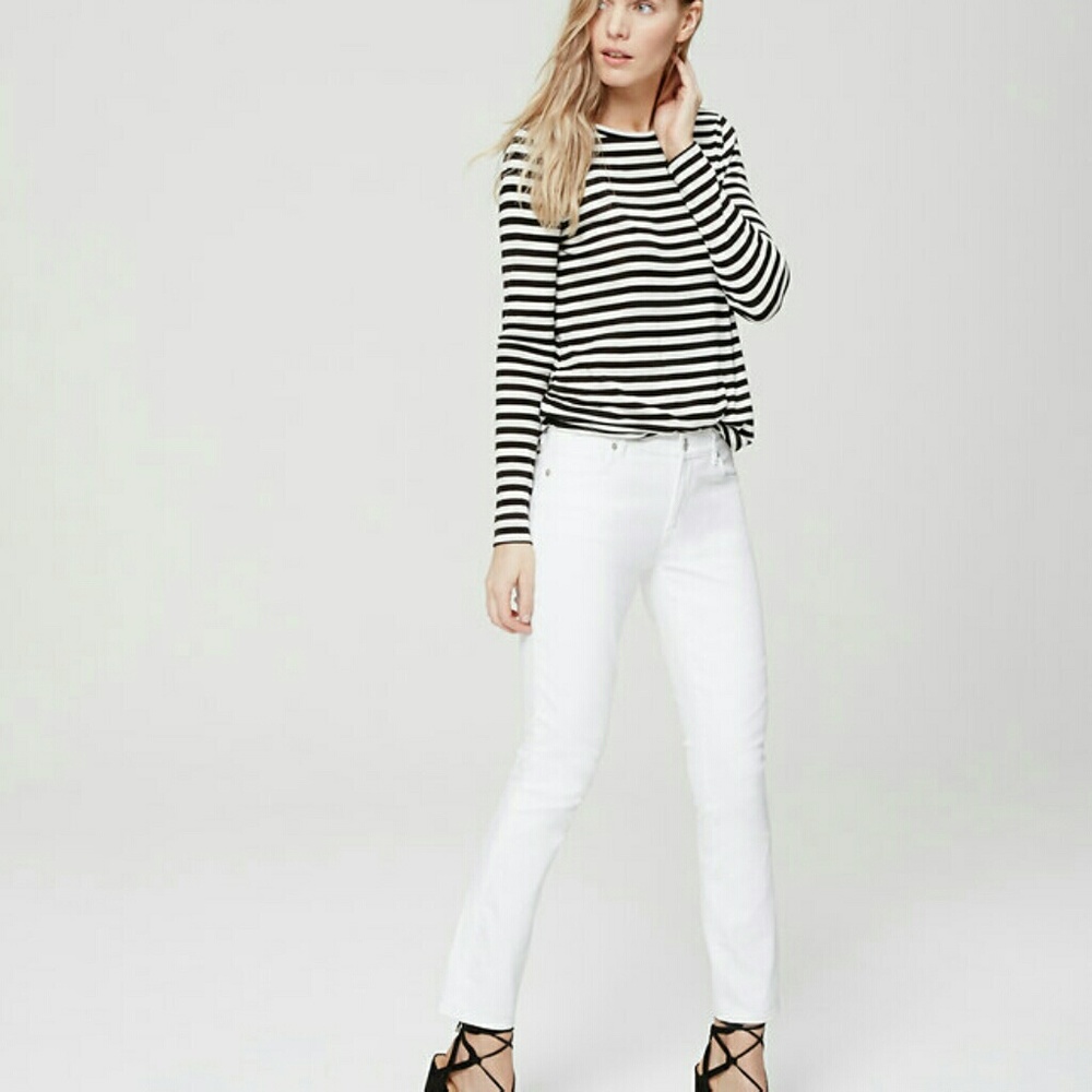 Ann Taylor Loft White Modern kick Crop