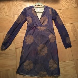 Purple floral v neck dress