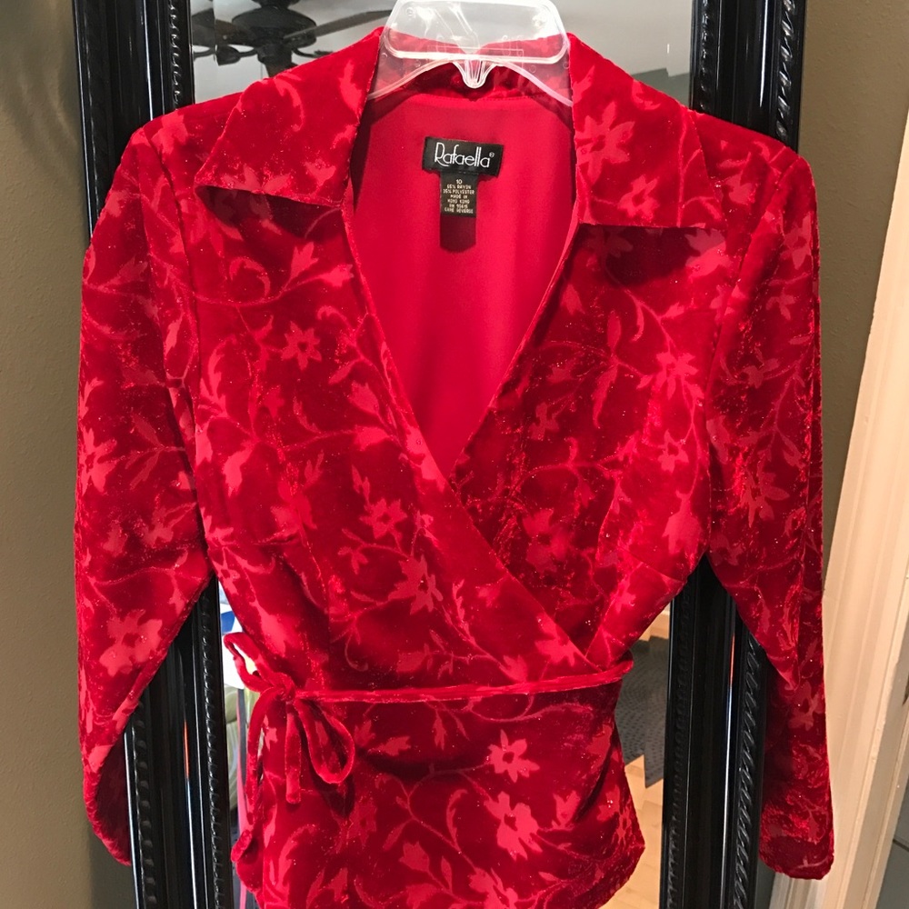 Stunning red dressy wrap top