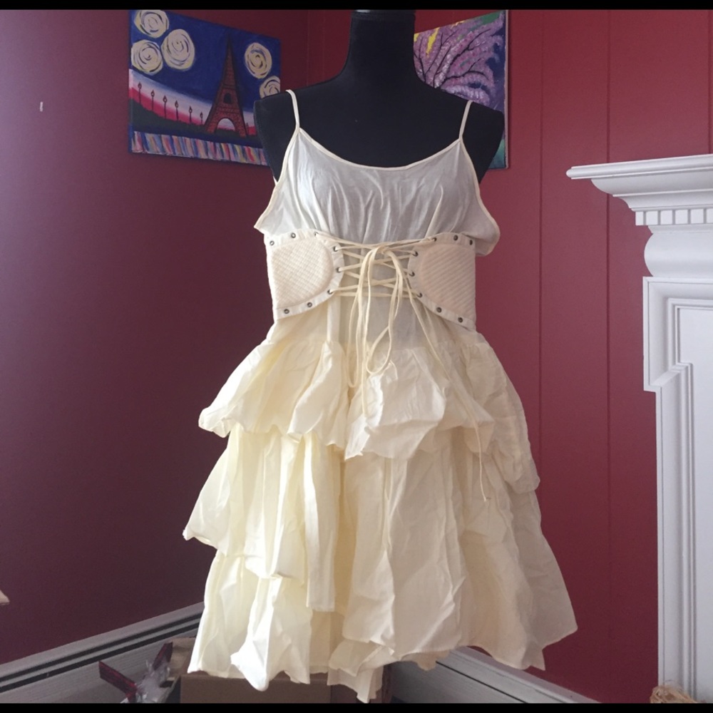 Ivory/Cream Sheer, Cincher Dress XS
