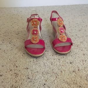 Pink patent leather espadrilles