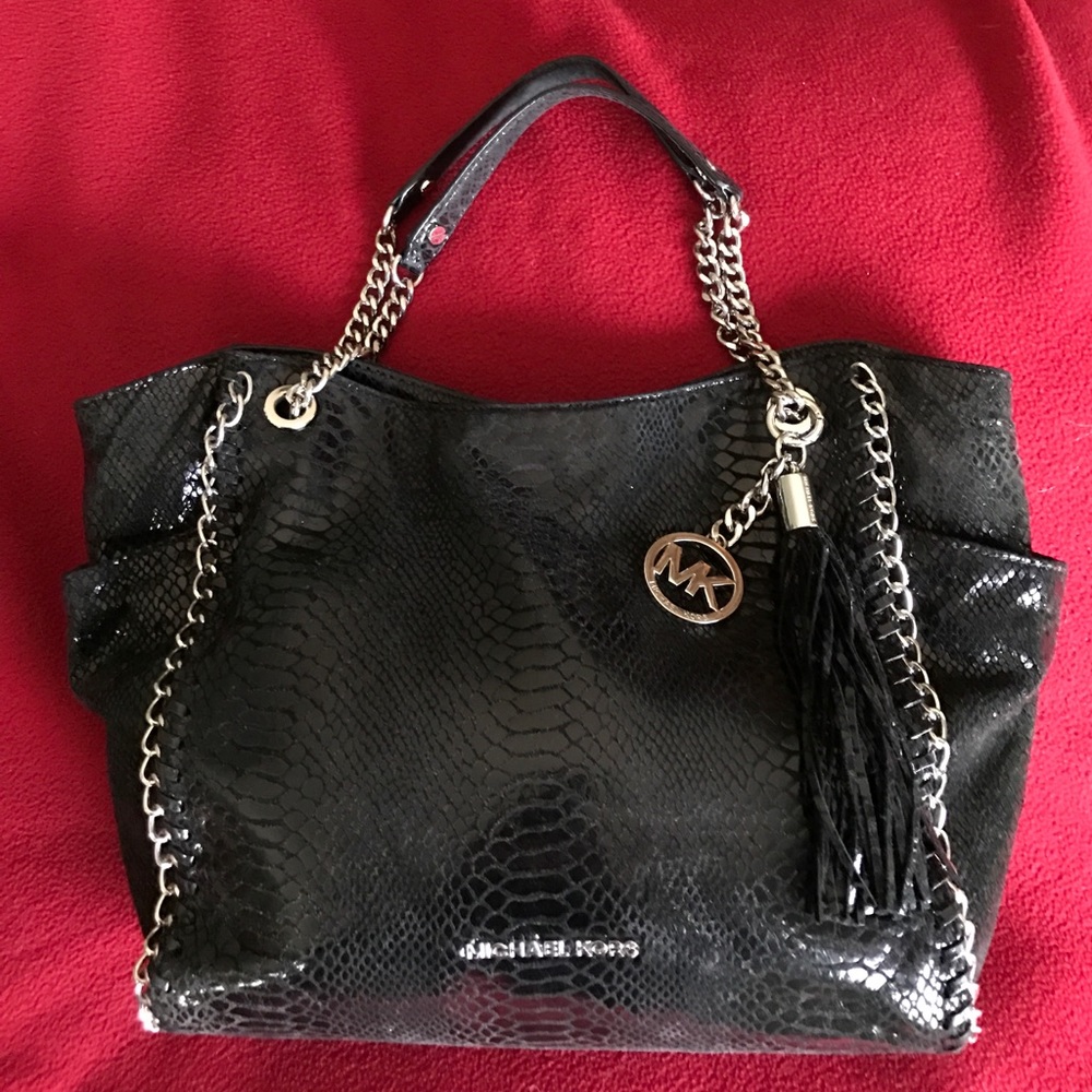 MK Snakeskin Embossed Leather Bag