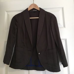 Express One Button 3/4 Sleeve Blazer in Grey