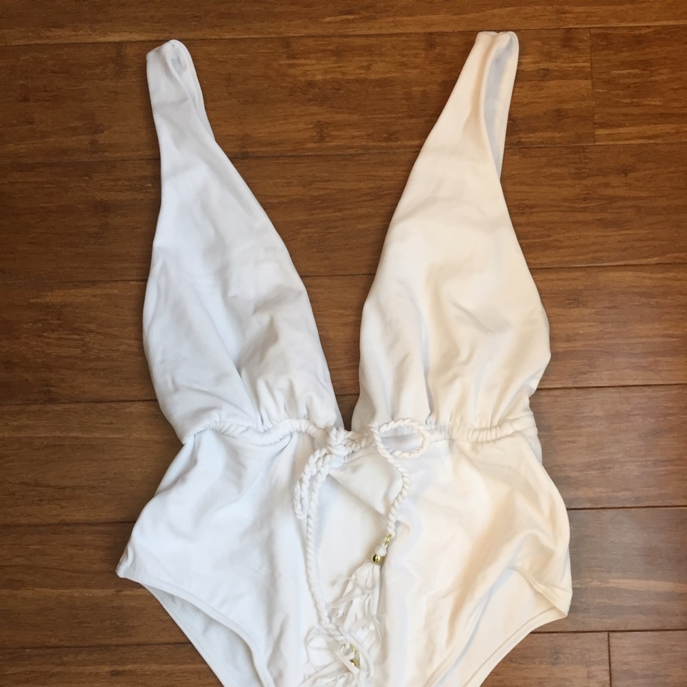 Asos Plunging Neck White One Piece