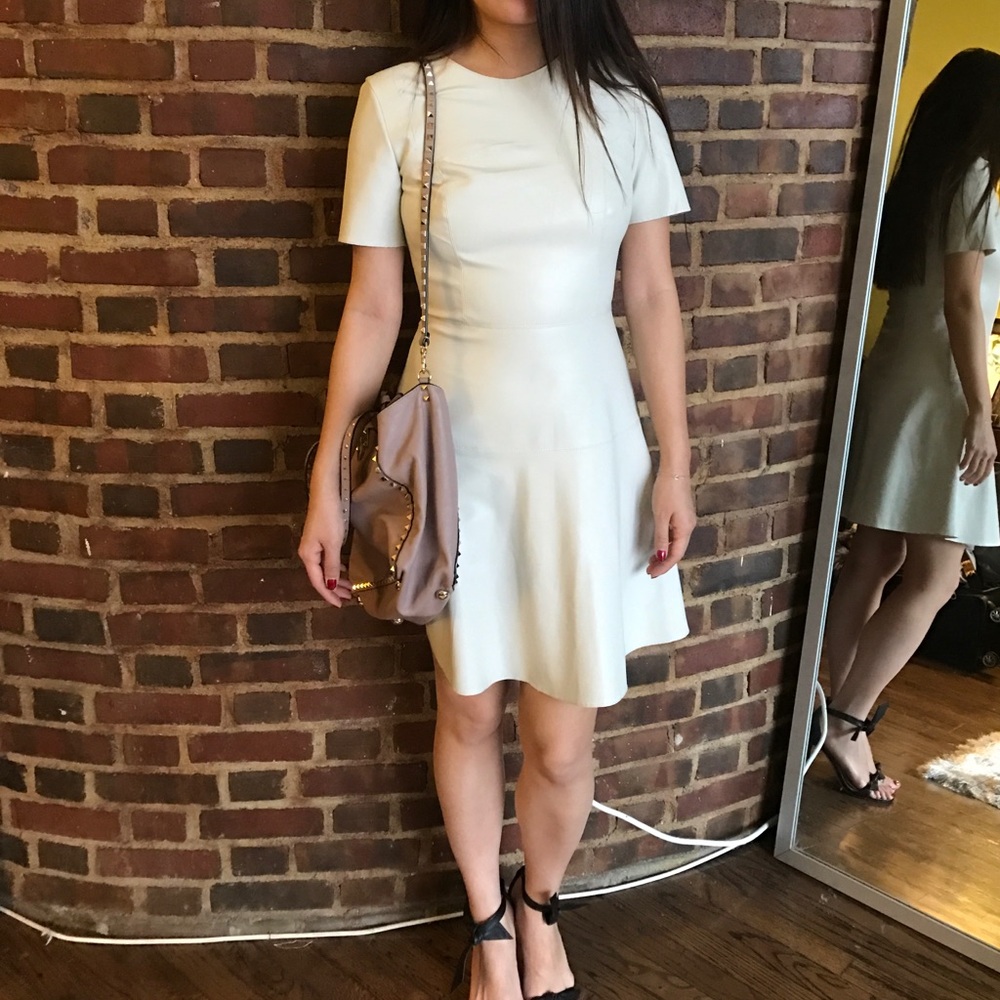 Cream faux leather dress from Zara size Small