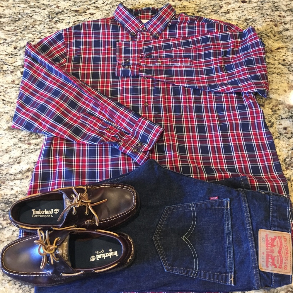 Izod Plaid Button Down