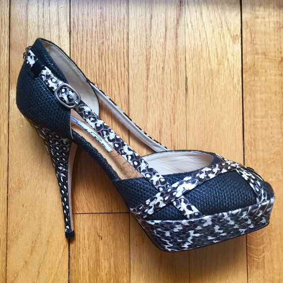 Oscar de la Renta- Elaphe/ Straw Open-Toe Heels ❤ - Picture 3 of 8