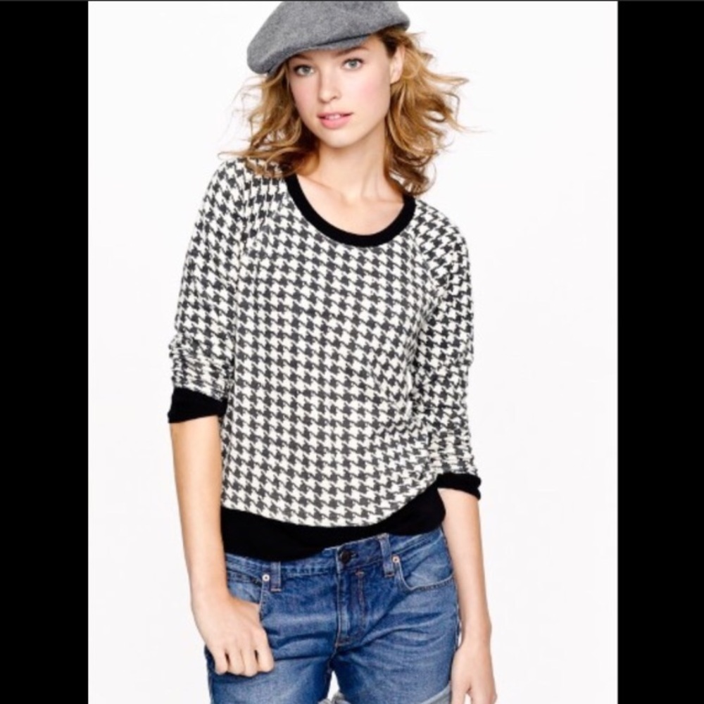 JCrew black and white houndstooth sweater