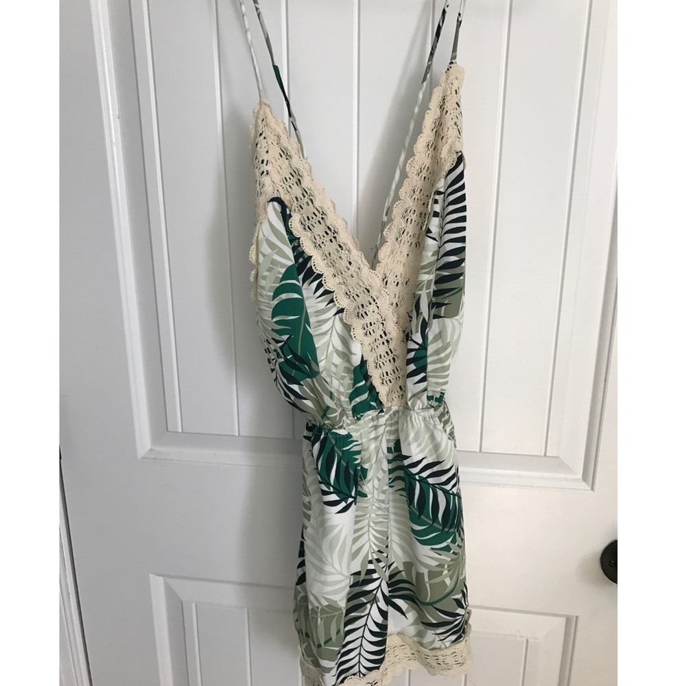 Palm printed romper