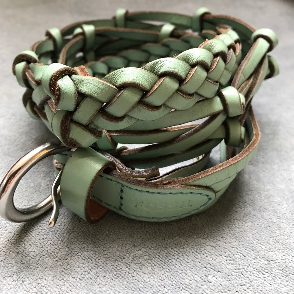 Fossil mint green braided belt