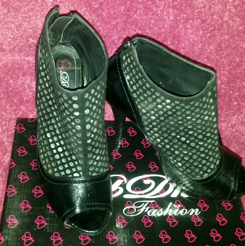 Black Peep Toe Booties