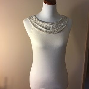 Ann Taylor Beaded ivory top