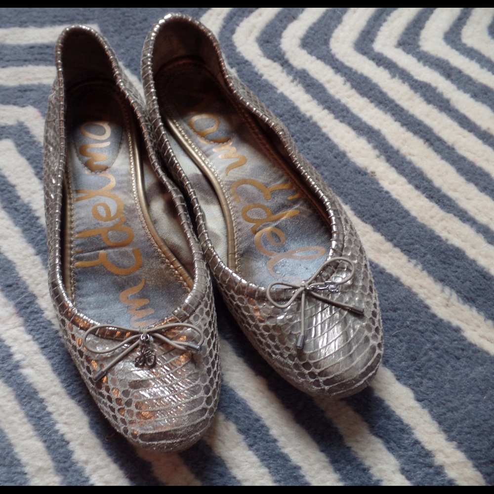 SAM EDELMAN | Gold Snakeskin Felicia Ballet Flats