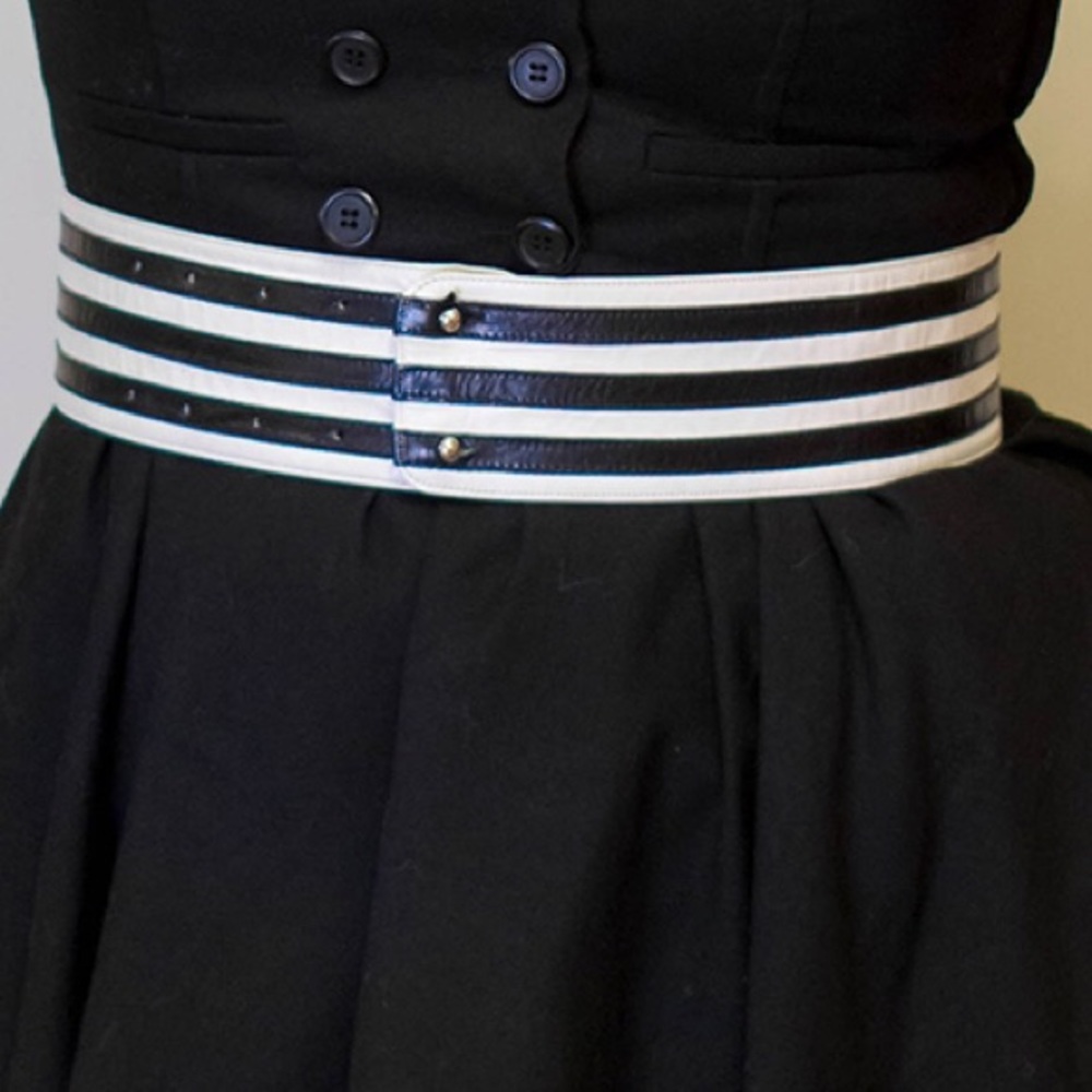 Striped Leather Belt