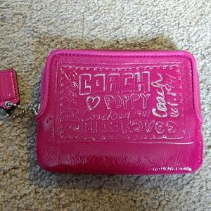 Coach pink patent Wristlet