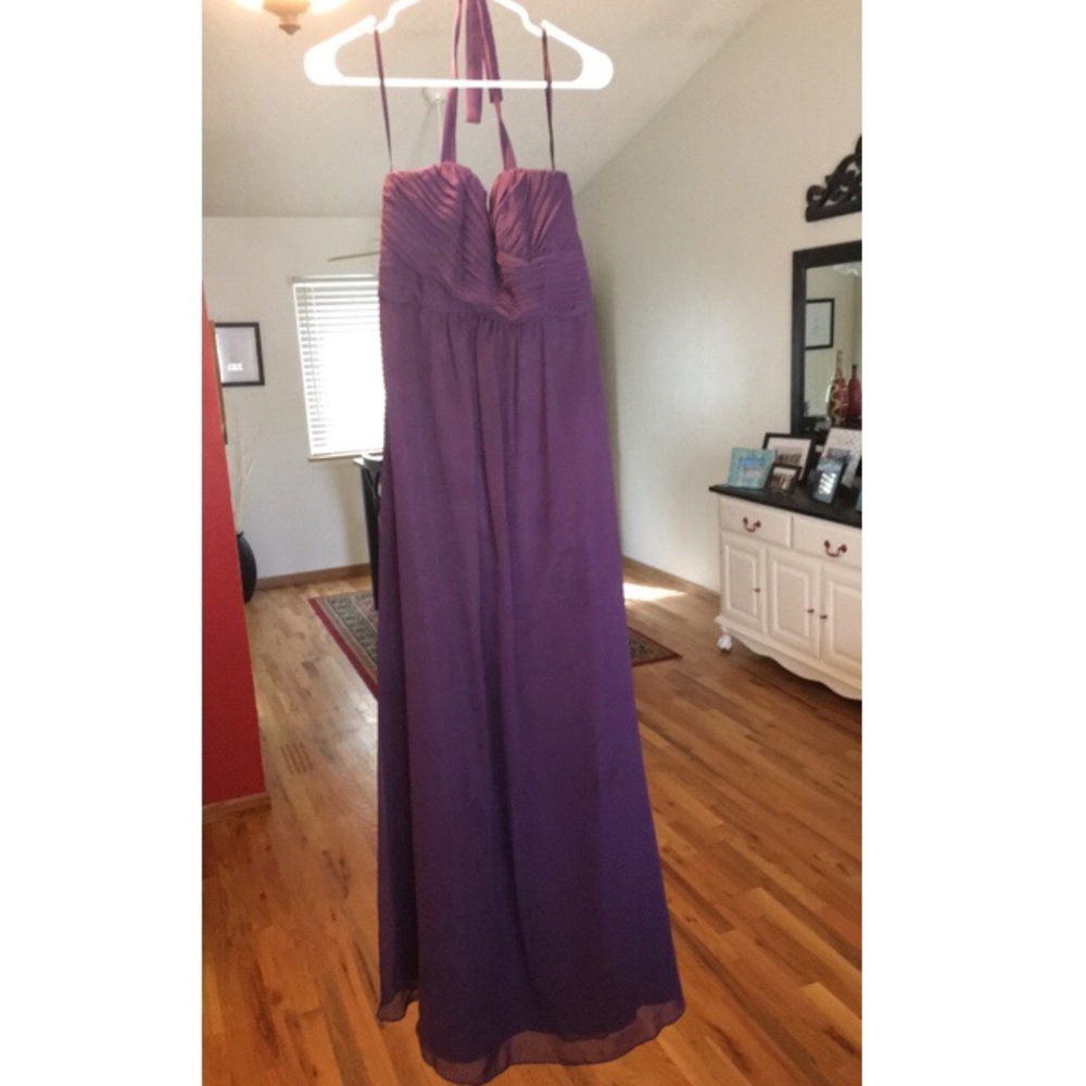 Plum halter bridesmaid Dress