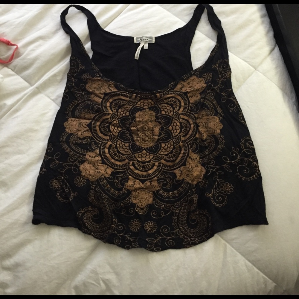Black tank top with gold details