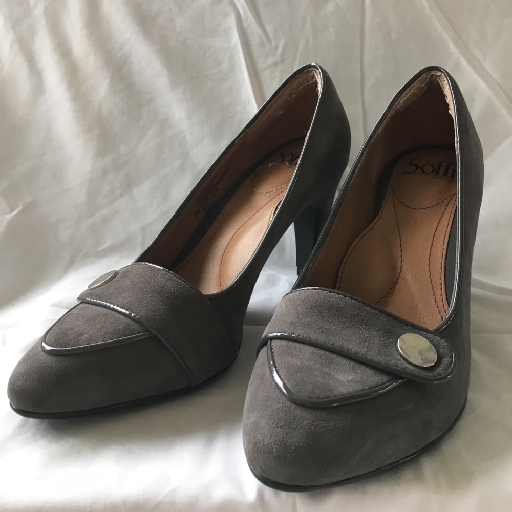 Sofft Carleigh Steel Grey suede heels