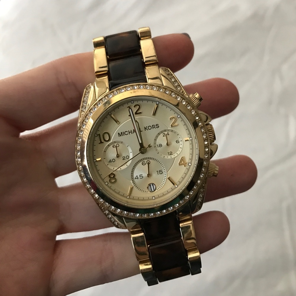 100% Authenic Michael Kors watch tortoise gold