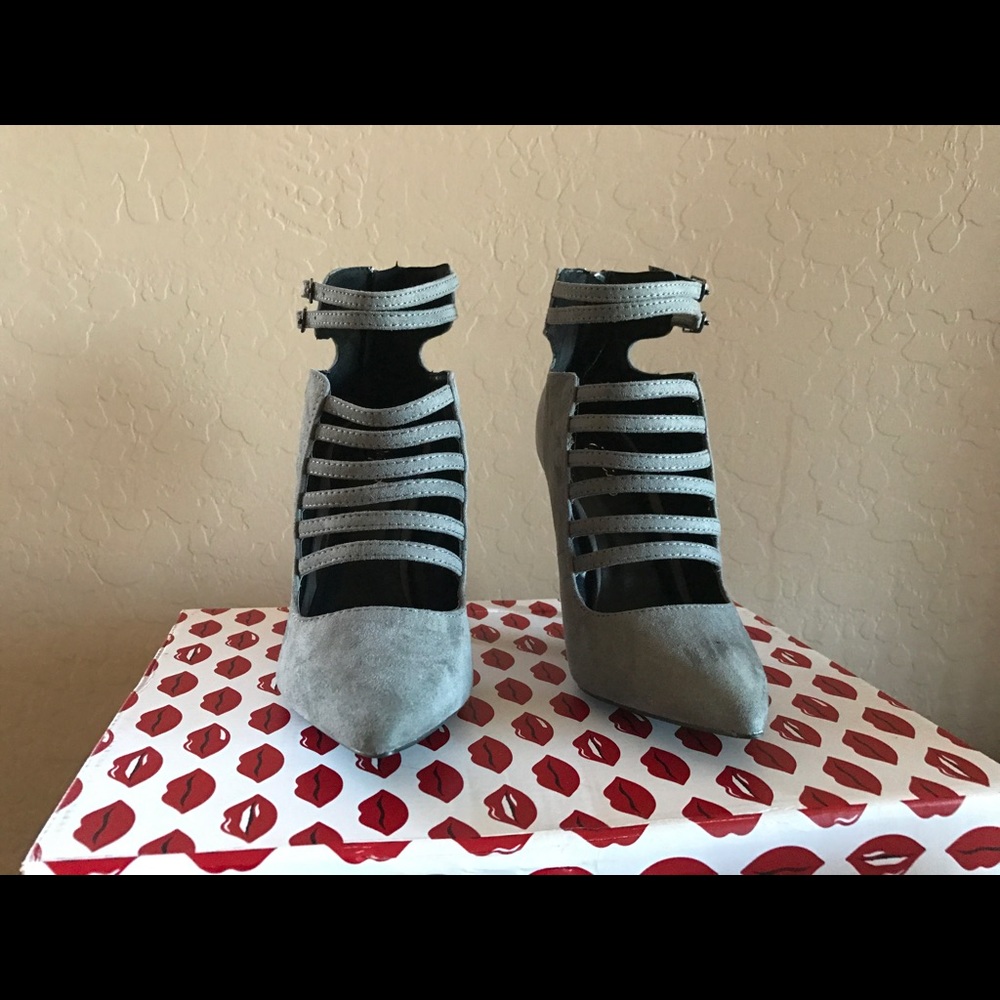 Grey Faux Suede Booties 5.5