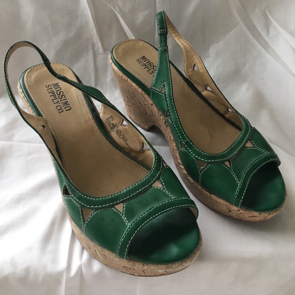 Kelly green platform sandals