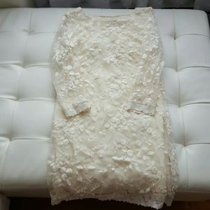 Floral white creme dress