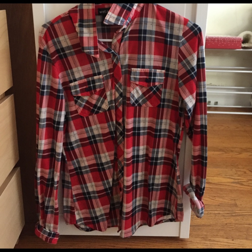 Red blue and white flannel