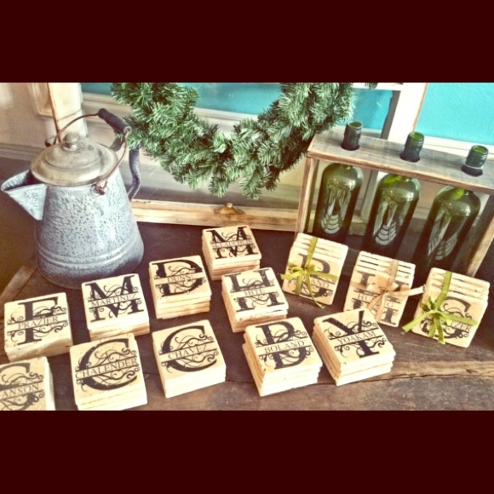 Personalized tile coaster // monogramed //