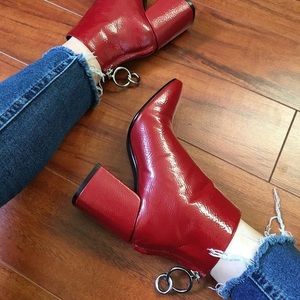 Zara Red Patent Heel Ankle Boots