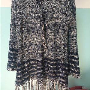 'Love Marks' boho fringe sweater with hood