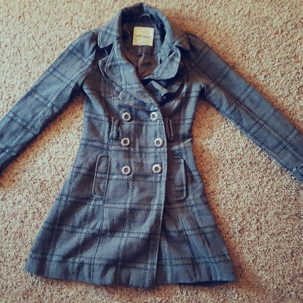 Wet Seal Grey Plaid Peacoat