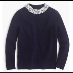J Crew embellished mock neck sweater