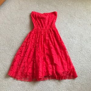 Red strapless Dress