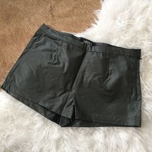 Olive green pleather shorts