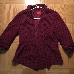 Maroon and blk polkadot blazer