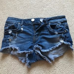 Medium/Dark wash jean shorts