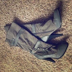 Grey high heels boots