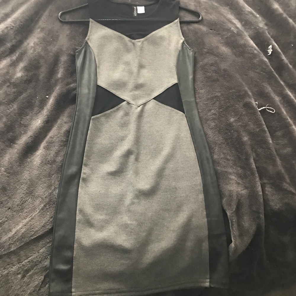 Mesh and denim grey cut out mini