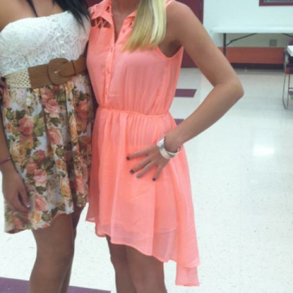 Peach high low dress
