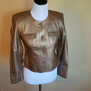 Talbots Petite Gold Short Leather Jacket