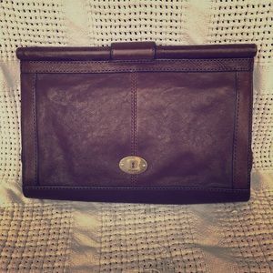 Chocolate Brown Fossil Clutch