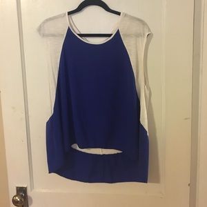 Hi low blue and cream top.