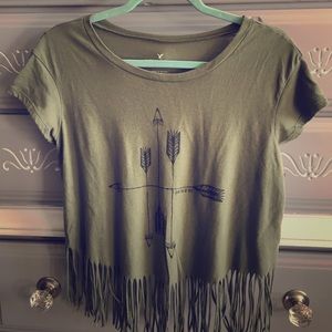 AE crop top with fringe bottom