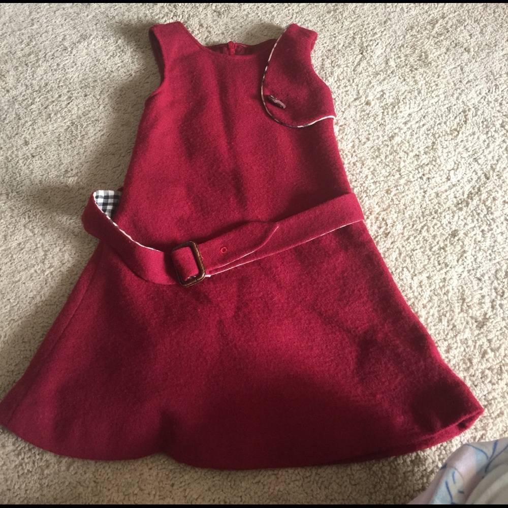 Red wool Burberry dress.