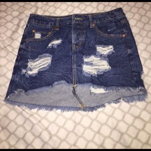 Distressed Mini Skirt