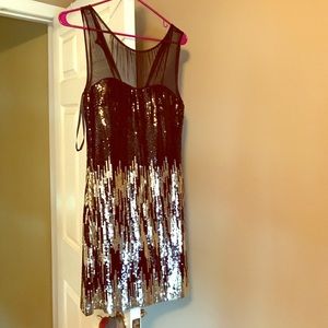 Bebe black/gold glitter dress