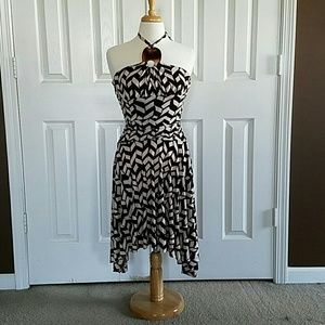 Abstract Print Halter Dress